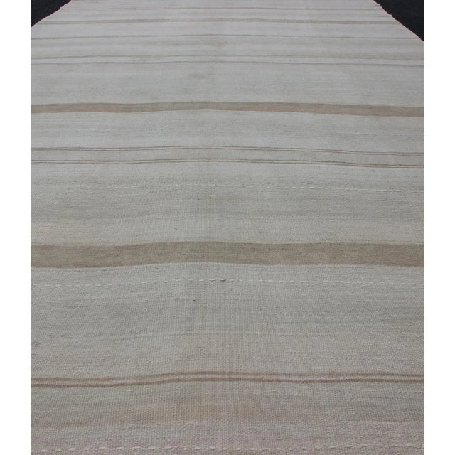 Large Gallery Runner Vintage Turkish Kilim Stripes in Light Camel and Neutral Tone For Sale In Atlanta - Image 6 of 12