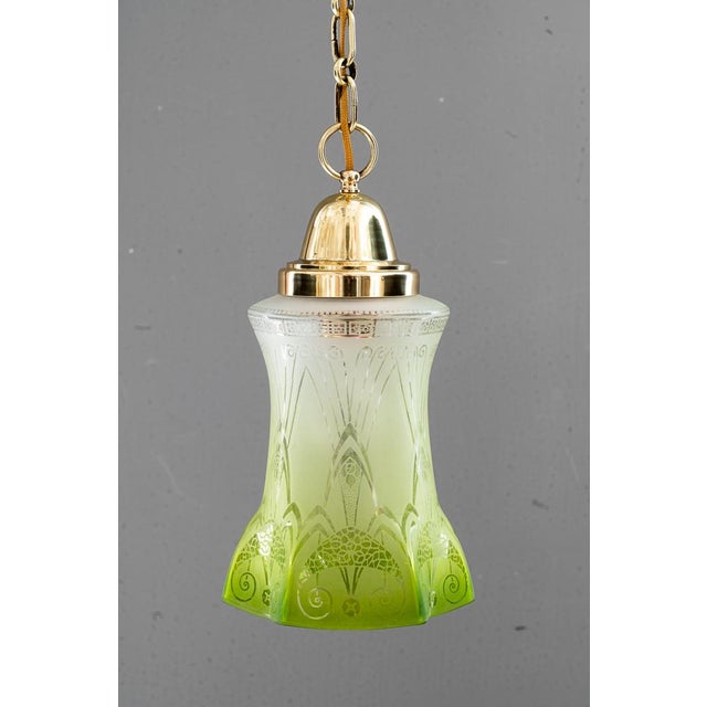 Art Nouveau Pendant with Green Glass Shade, Vienna, 1908 For Sale - Image 17 of 17