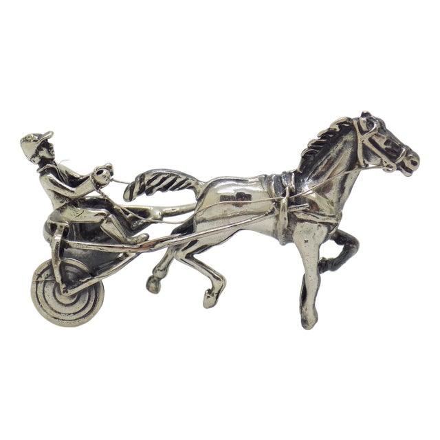 Vintage Italian Handmade Silver Racing Horse with Jockey Figurine, Tuscany, 1980s For Sale