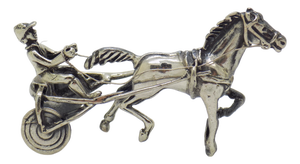Vintage Italian Handmade Silver Racing Horse with Jockey Figurine, Tuscany, 1980s