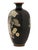 An antique Japanese brass and Cloisonne enamel vase. The baluster shaped vase with octagonal black body is enameled with a...