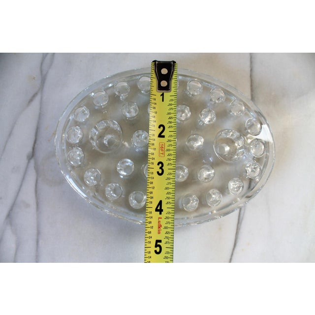 Transparent Vintage Oval Glass Flower Frog For Sale - Image 8 of 8