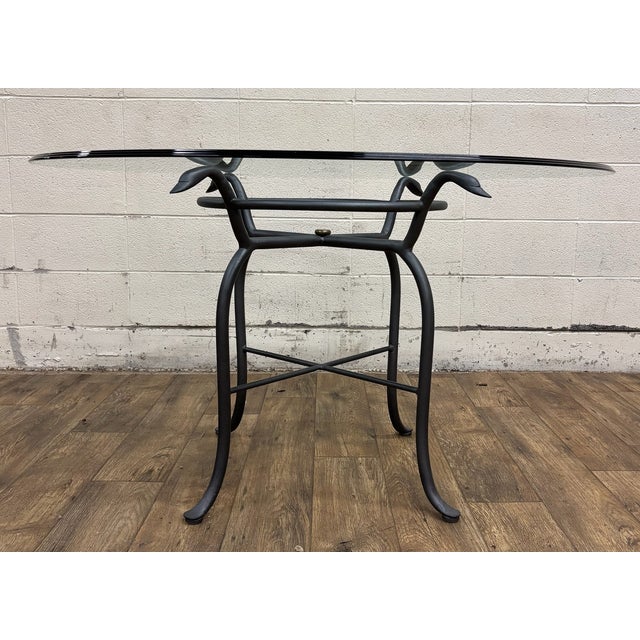 Iron and Glass 48” Round Bistro Style Dining Table For Sale - Image 4 of 16