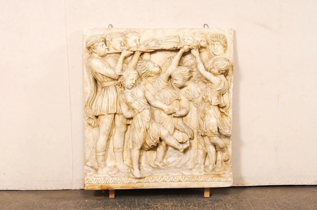 【イタリア製額縁】サンディ・レブロン「Riunione di famiglia」 Mid 20th Century Italian Plaster Relief, Roman Figure Motif | Chairish