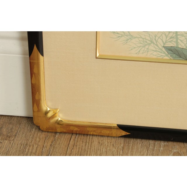 Ivory Vintage Asian Style Custom Framed Floral Print For Sale - Image 8 of 13