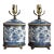 Vintage Blue White Chinoiserie Ginger Jar Porcelain Brass Table Lamps - a Pair For Sale