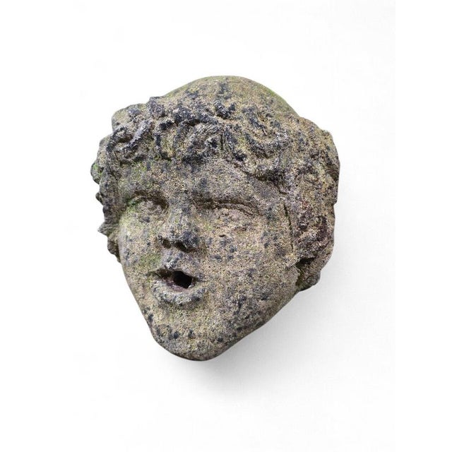 Gold Vicenza Stone Child's Head Fountain Spout, 1890s For Sale - Image 8 of 12
