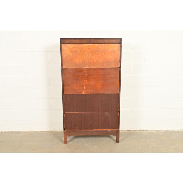 Antique Mission Oak Arts & Crafts Barrister Bookcase With Drop Front Secretary Desk by Gunn, Circa 1920s For Sale - Image 12 of 14