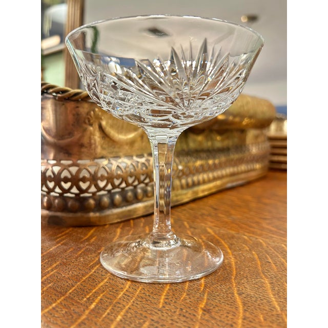 Gorham Late 20th Century Gorham “Cherrywood” Crystal Champagne Coupes or Sherbet Glasses - A Set of 6 For Sale - Image 4 of 8