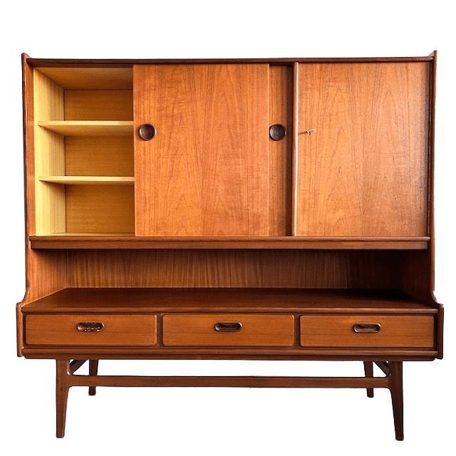 Mid-Century Modern Danish Highboard Cabinet in Teak by Van Teeffelen Wébé, 1960s For Sale - Image 10 of 12