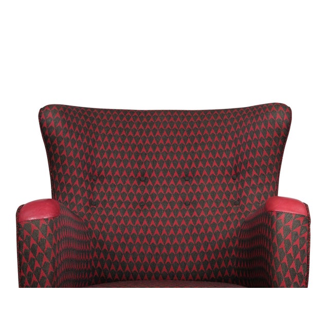 Mid-Century Modern 1937 Attributed to Kaj Gottlob for a.j. Iversen Lounge Chair in Original Lis Ahlmann Fabric For Sale - Image 3 of 12