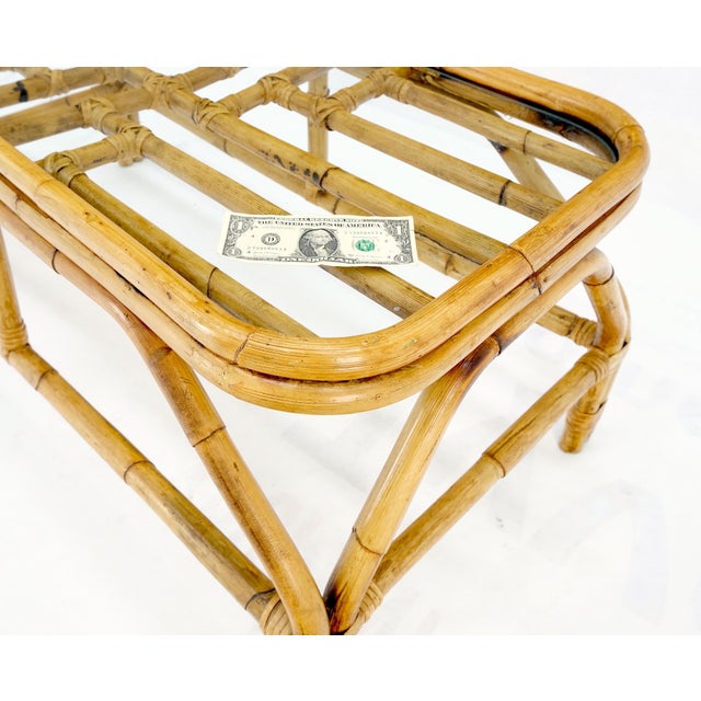 Mid 20th Century Rattan Bamboo Rectangle Glass Top Mid-Century Modern Coffee Table Mnt! For Sale - Image 5 of 12