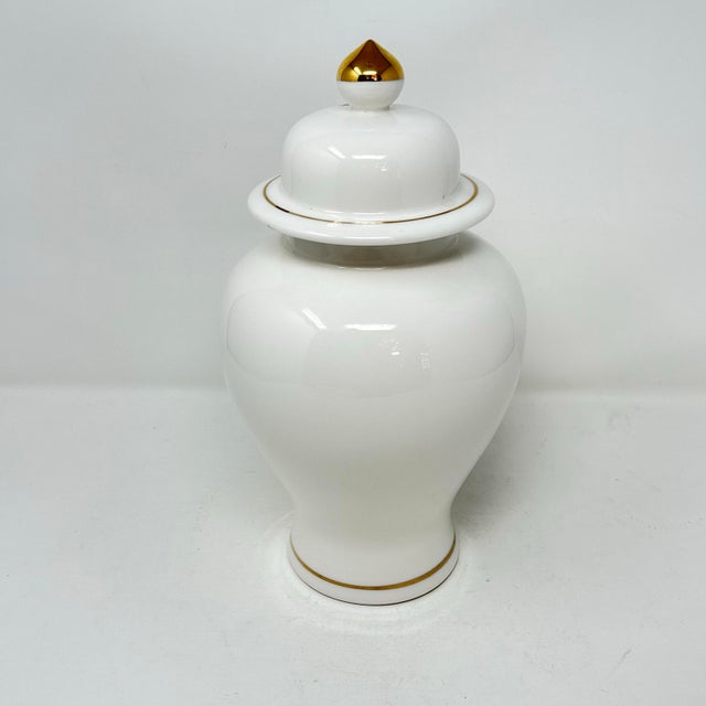 Japanese Vintage 12” Porcelain Ginger Jar With Butterflies and Chrysanthemums For Sale - Image 3 of 6