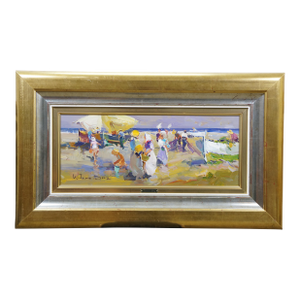Ventura Diaz ''Fisherman' Oil Painting Impressionist Seascape Beach Canvas 35"