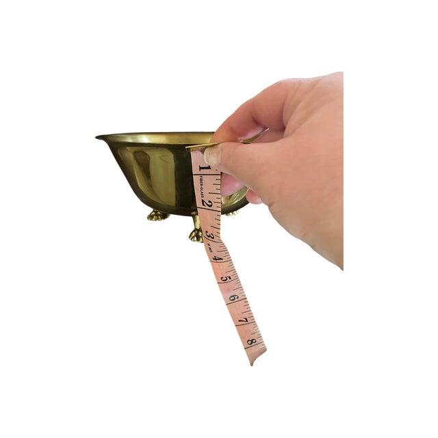 Metal Vintage Polished Brass Gargoyle Footed Pedestal Bowl/Mini Planter For Sale - Image 7 of 8