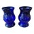 Large Striking Cobalt Blue Glass Candle Hurricanes or Vases- A Pair For Sale