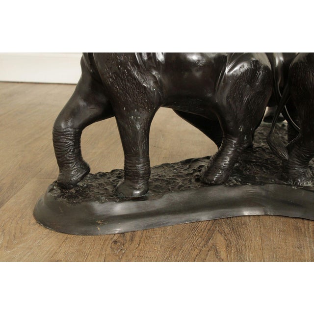 Contemporary Glass Top Bronze Elephants Center Table For Sale - Image 9 of 12
