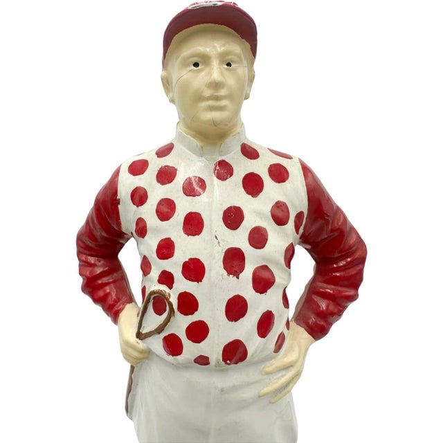 Vintage Red Polka Dot Equestrian Jockey Bookend Statue 13"h For Sale In Washington DC - Image 6 of 12