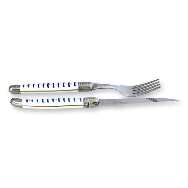 French Late 20th Century Jean Dubost Laguiole Cutlery Set, Service for 12 - 24 Piece For Sale - Image 3 of 8