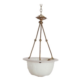 Antique Victorian Milk Glass Bowl Fixture For Sale