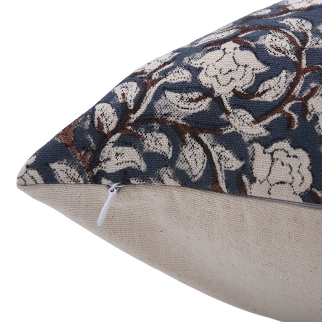 Art Deco Fabdivine Handmade Block Printed Cushion Cover 24x24 Inch Duck Canvas- For Sale - Image 3 of 4