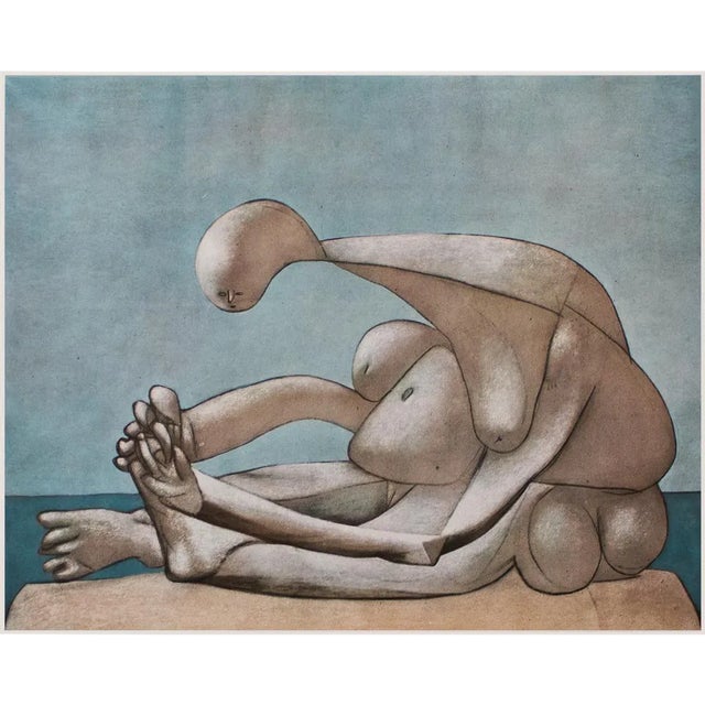 1954 After Pablo Picasso "Woman on the Beach", Period First Limited Edition Offset Lithograph For Sale