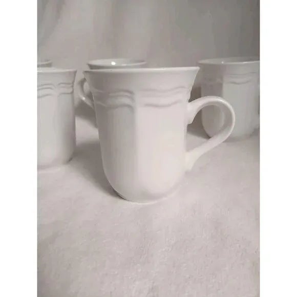 Ceramic 5 Mikasa Tall Coffee Cups French Countryside F9000 Ivory White Mugs Cottage For Sale - Image 7 of 12