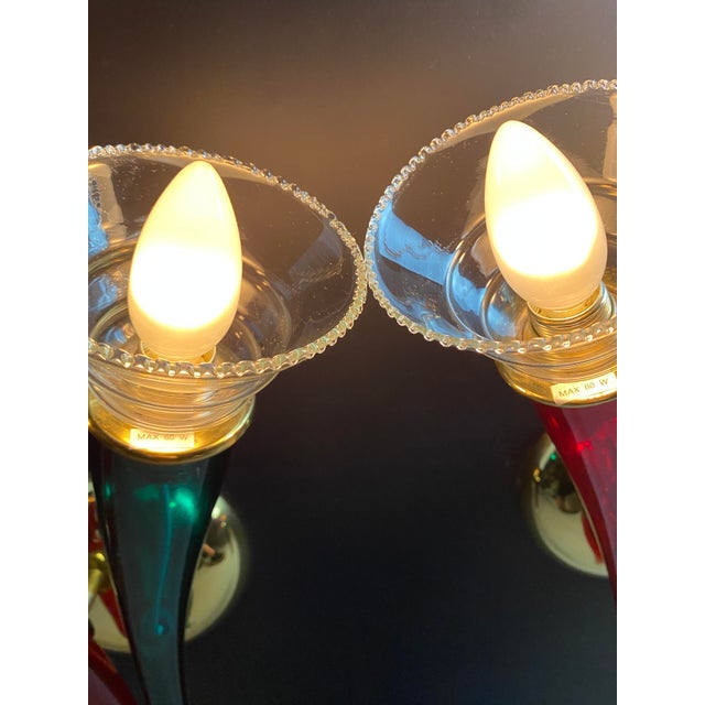 Ducale Hand Blown Red and Green Murano Glass Sconce by VeArt, 1970 For Sale - Image 14 of 17