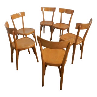 Bistro Beech Chairs, 1970, Set of 6 For Sale