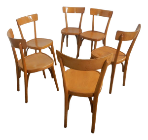 Bistro Beech Chairs, 1970, Set of 6