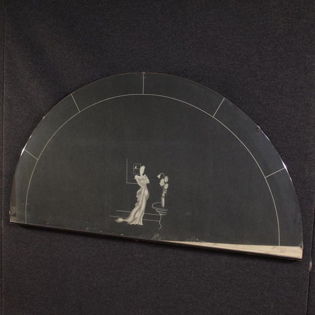 20th Century Italian Half-Moon Mirror, 1950s For Sale - Image 10 of 11