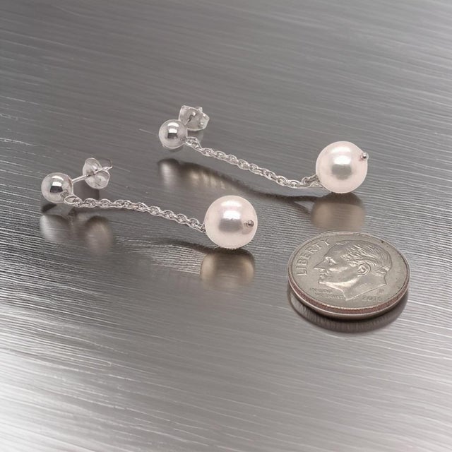 Akoya Pearl Earrings 14 Karat White Gold Certified For Sale - Image 4 of 9