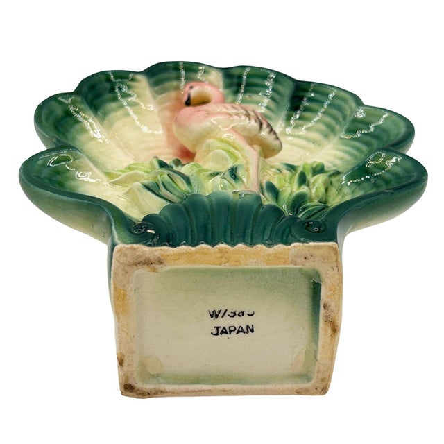 Ceramic 1950s Rare Japanese Mid-Century Tropical Calm Shell Flamingo Flower Wall Planter For Sale - Image 7 of 7