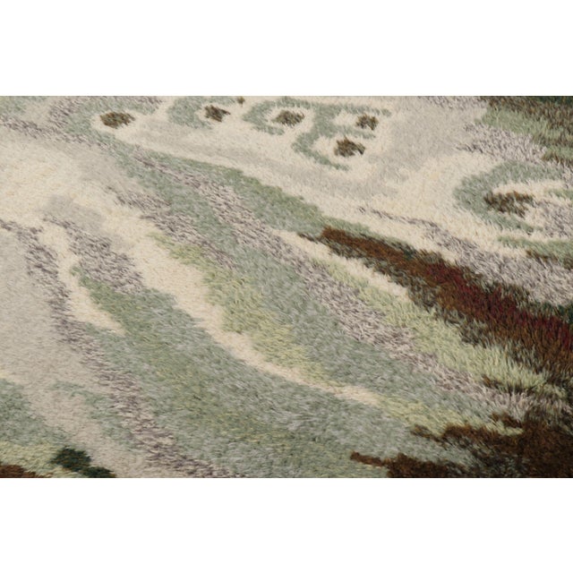 1960s Vintage Swedish Rya Rug, Cream, Sage and Brown Abstract Pattern - Rug & Kilim For Sale - Image 5 of 10