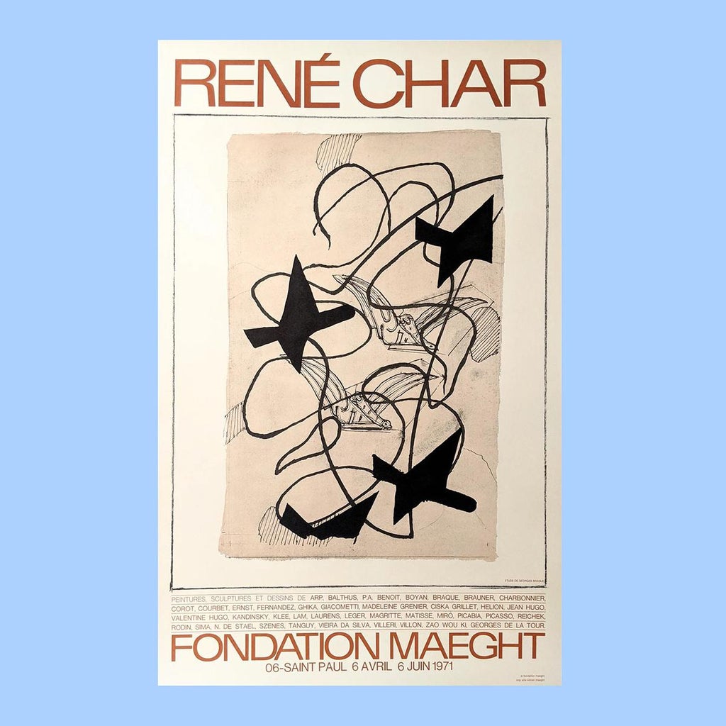 1971 Rene Char Exhibition Poster Vintage Georges Braque Fondation