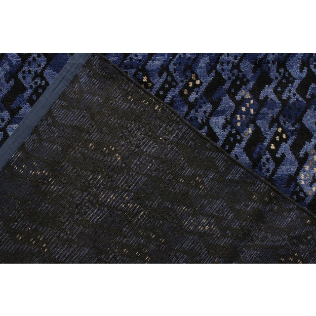 Rug & Kilim’s Scandinavian Style Rug in All Over Blue, Black Geometric Pattern For Sale - Image 9 of 9