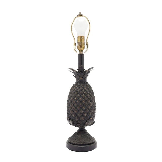 American Cast Bronze Pineapple Form Table Lamp, 1950's For Sale - Image 4 of 5