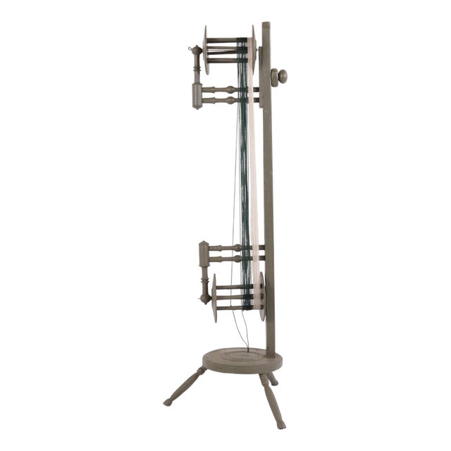 Antique Green Painted Spinning Wheel, 1900 For Sale