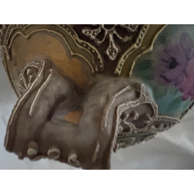 Late 19th C Japanese Double Handles Moriage Porcelain Vase For Sale - Image 13 of 16