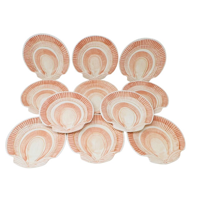 Peach Vintage 1976 Fitz & Floyd "Coquille" Figural Shell Plates - Set of 11 For Sale - Image 8 of 16