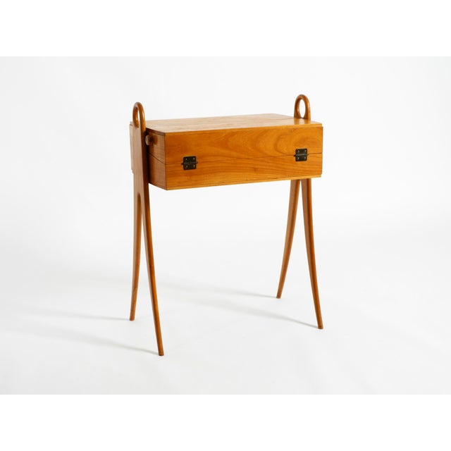 Vintage Ash Wood Sewing Box Table, 1950s For Sale - Image 4 of 18