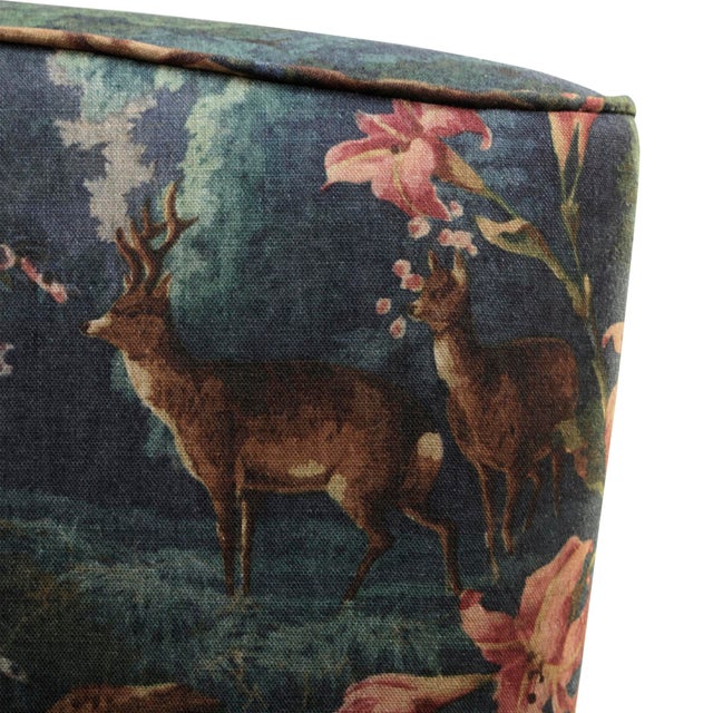 Mid-Century Modern Green and Forest Motif Curved Sofa and Armchair, France, Set of 2 For Sale - Image 14 of 15