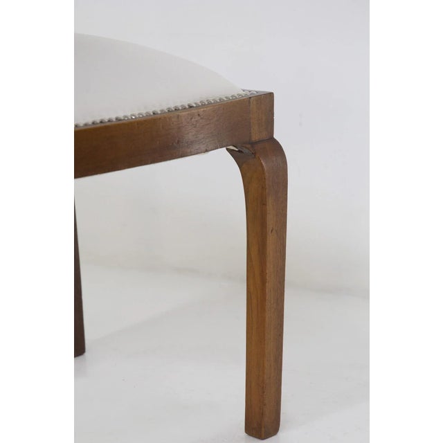 Set of Art Deco Walnut and Cotton Chairs, 1920s For Sale - Image 3 of 7