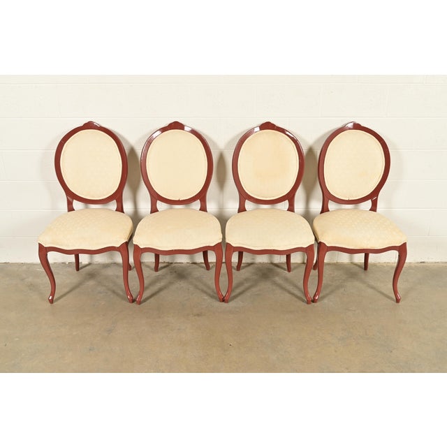 A gorgeous set of four French Provincial Louis XV style dining chairs In the manner of Karges Furniture USA, Circa 1960s...