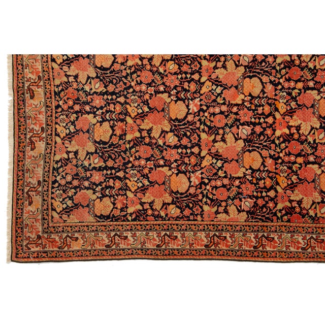 4 X 6 Antique Malayer Persian Orange Wool Rug With Aoover Floral Design For Sale In New York - Image 6 of 7
