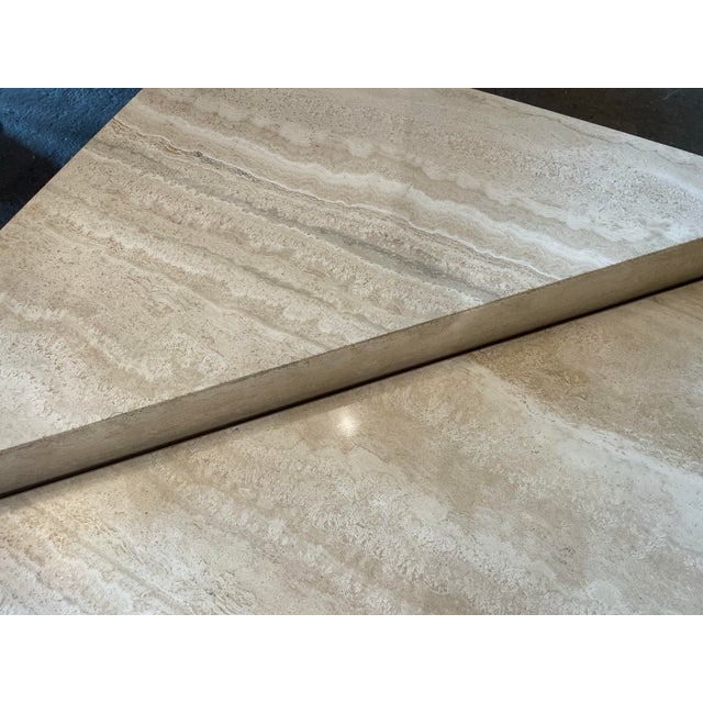 Angelo Mangiarotti 1970s Vintage Italian Up and Up Travertine Coffee Table For Sale - Image 4 of 12