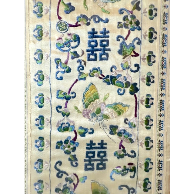 Antique Chinese Hand Embroidery Silk 1800's Ornate Qing Dynasty Needlepoint For Sale - Image 4 of 10