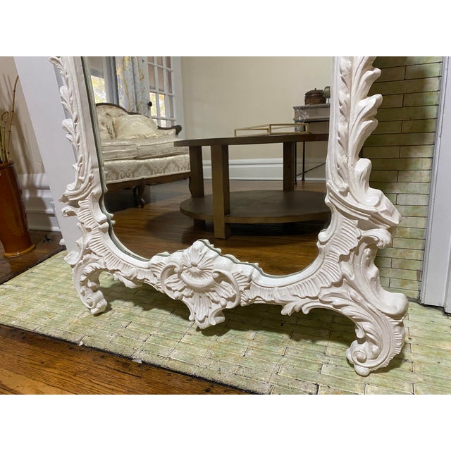 60” Vintage Rococo Style Hand Carved Mirror For Sale - Image 4 of 9