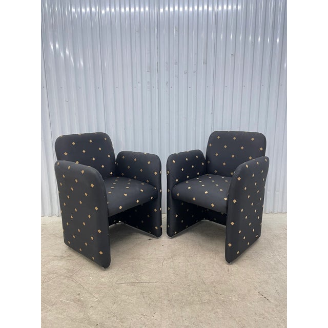 Textile Postmodern Chiclet Club Chairs - a Pair For Sale - Image 7 of 7