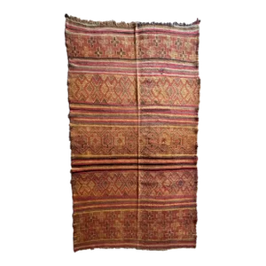 1980s Moroccan Geometric Kilim Rug - 9.6 X 5.48 Ft